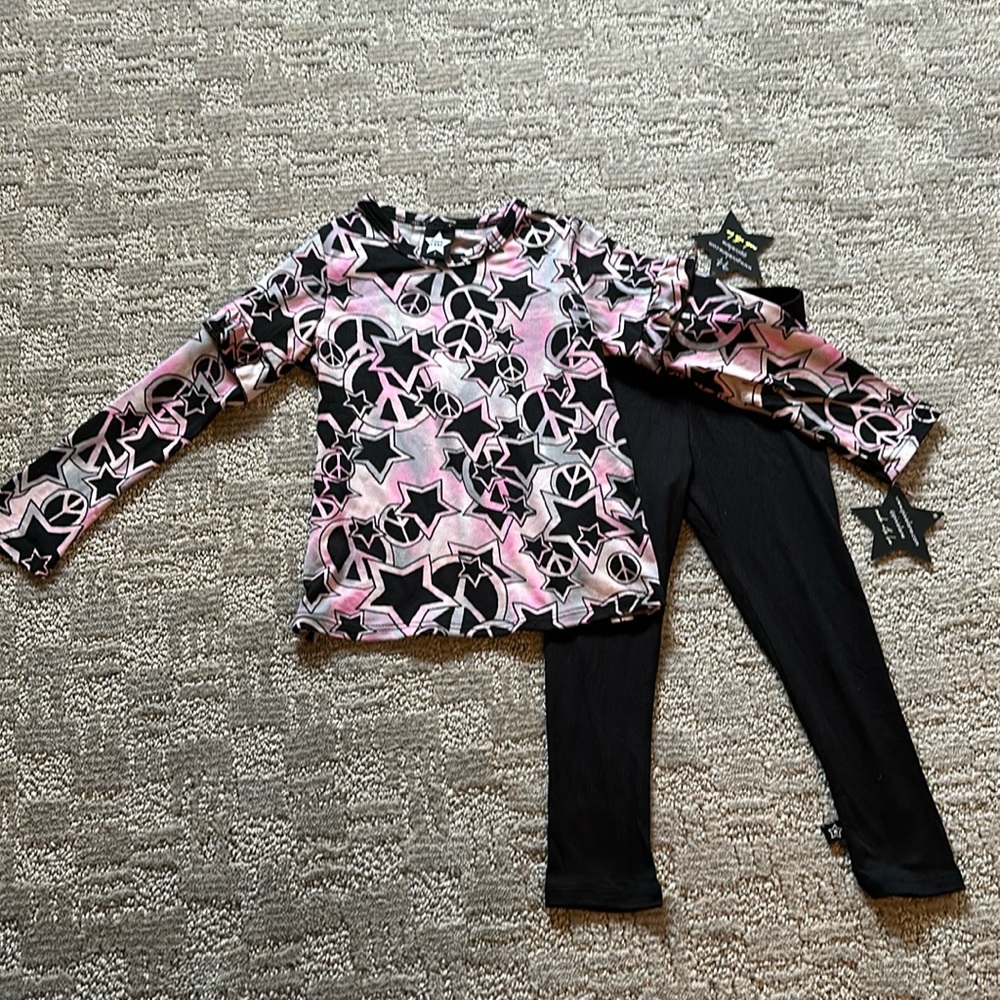 Toddler Peace/Star legging outfit PixieLane size 2 NWT